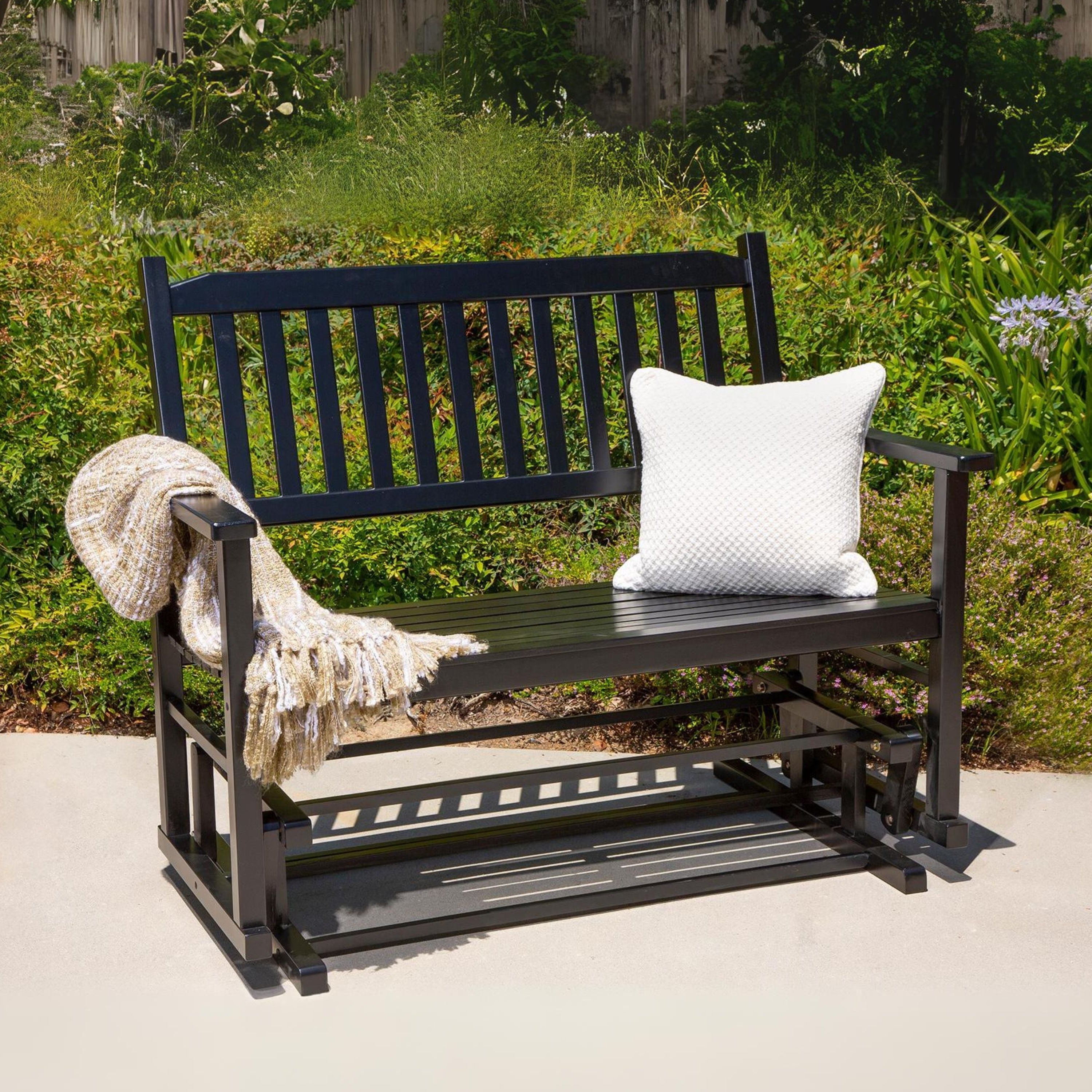 Torrey Outdoor Glider Loveseat, Black