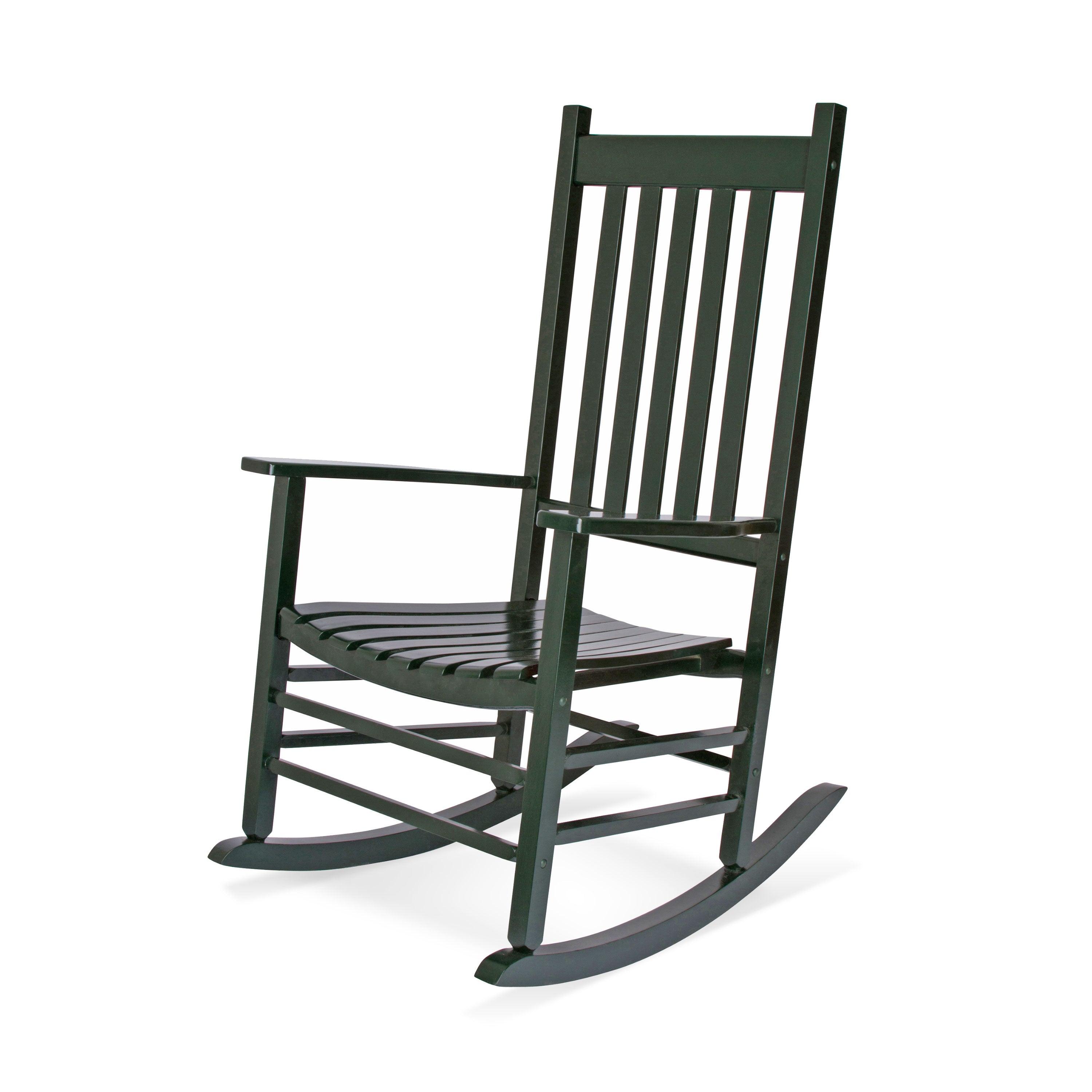Green rocking chair on a white background