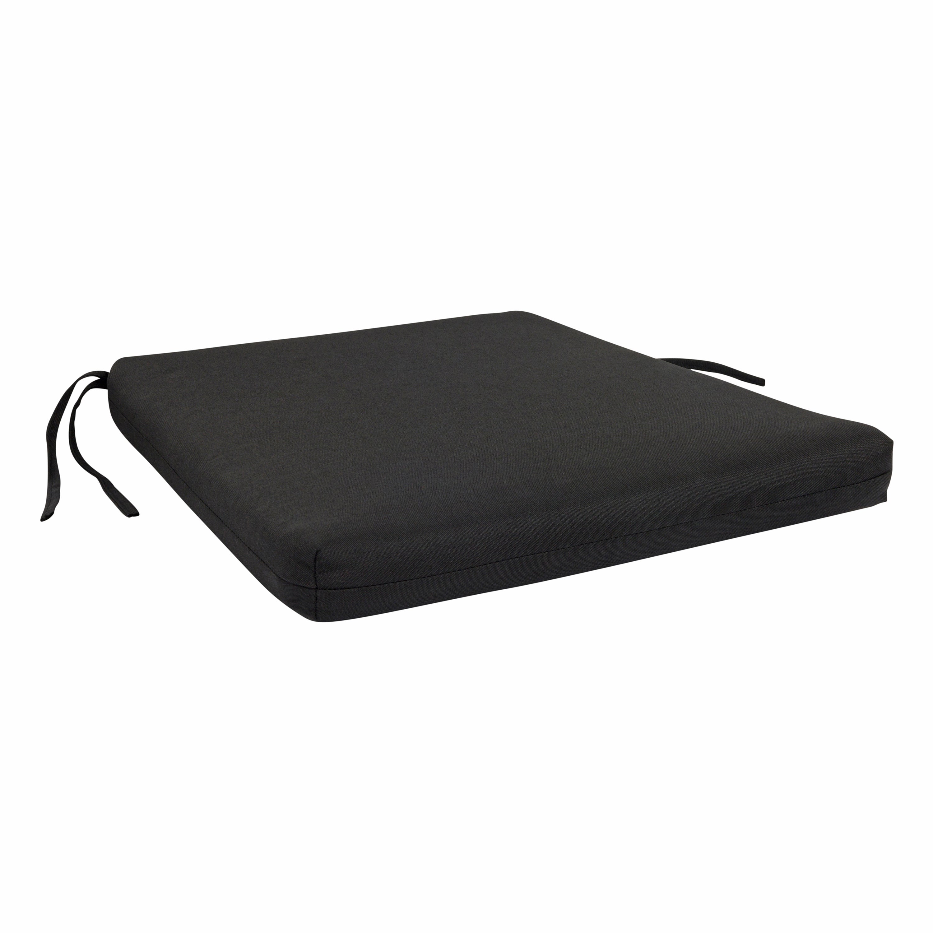 Black seat cushion on white background