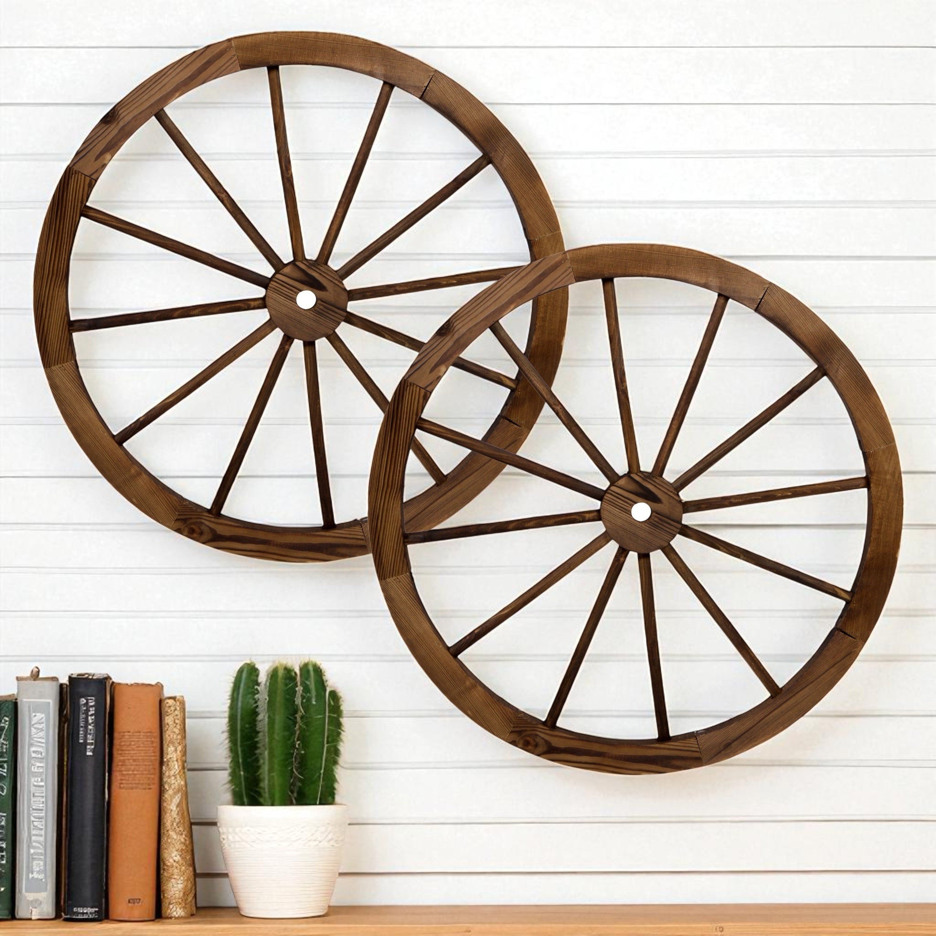32" Decorative Wagon Wheel/Trellis, Burnt Brown, 2pk