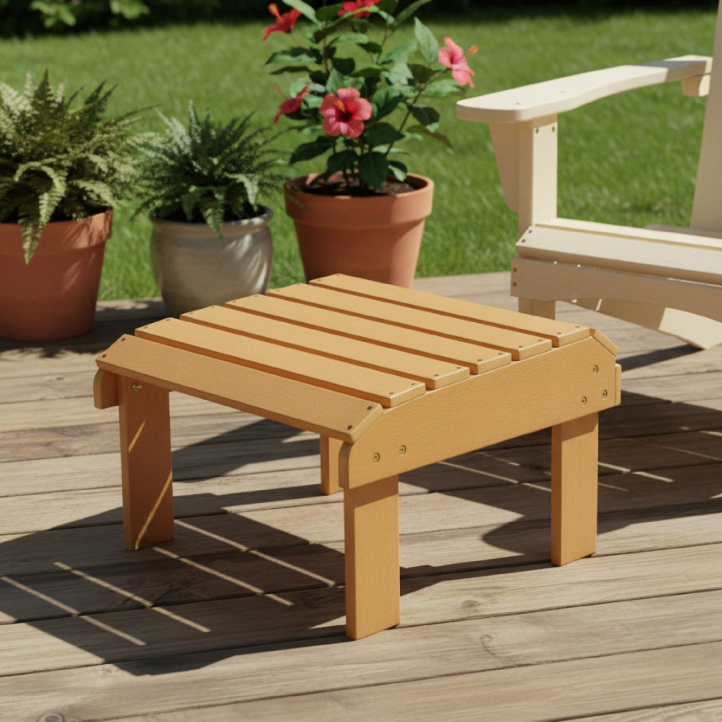 Square Ottoman, Recycled Plastic, Toffee