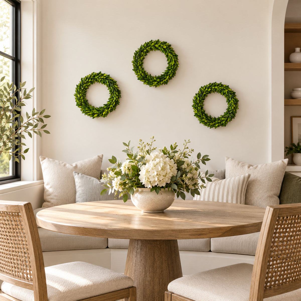 10" Preserved Boxwood Mini Ring Wreath, 3Pk