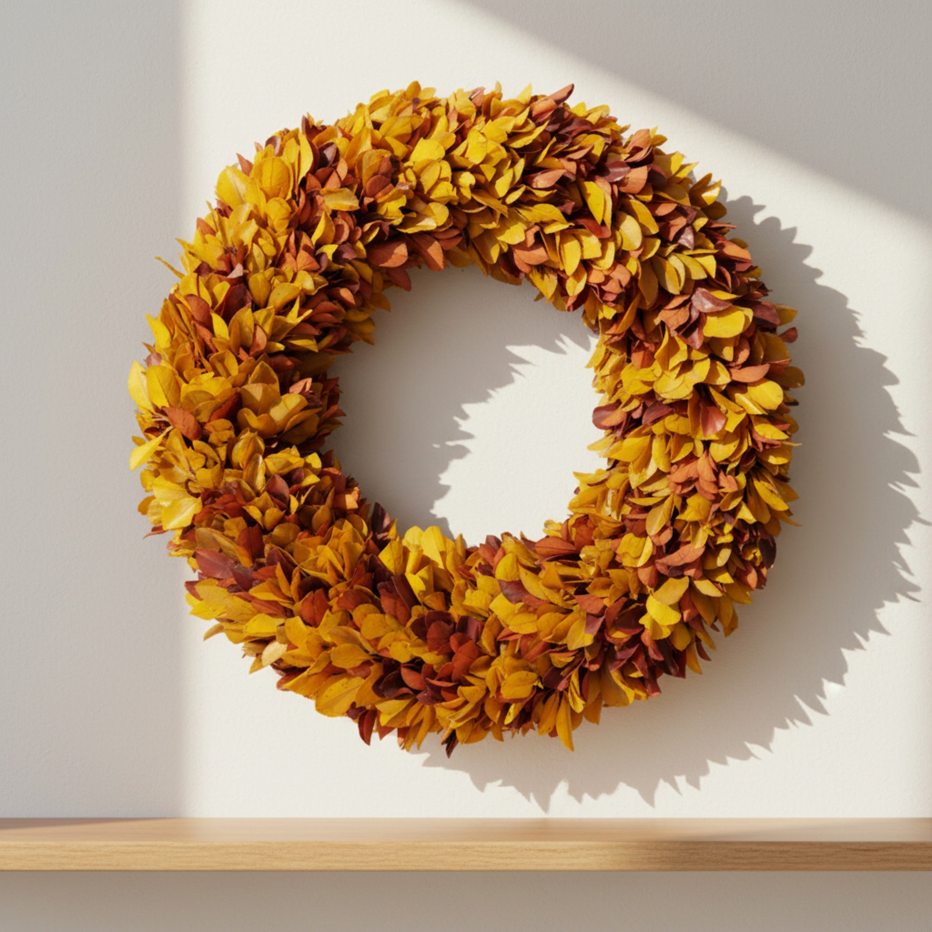 20" Preserved Holly Wreath, Autumn