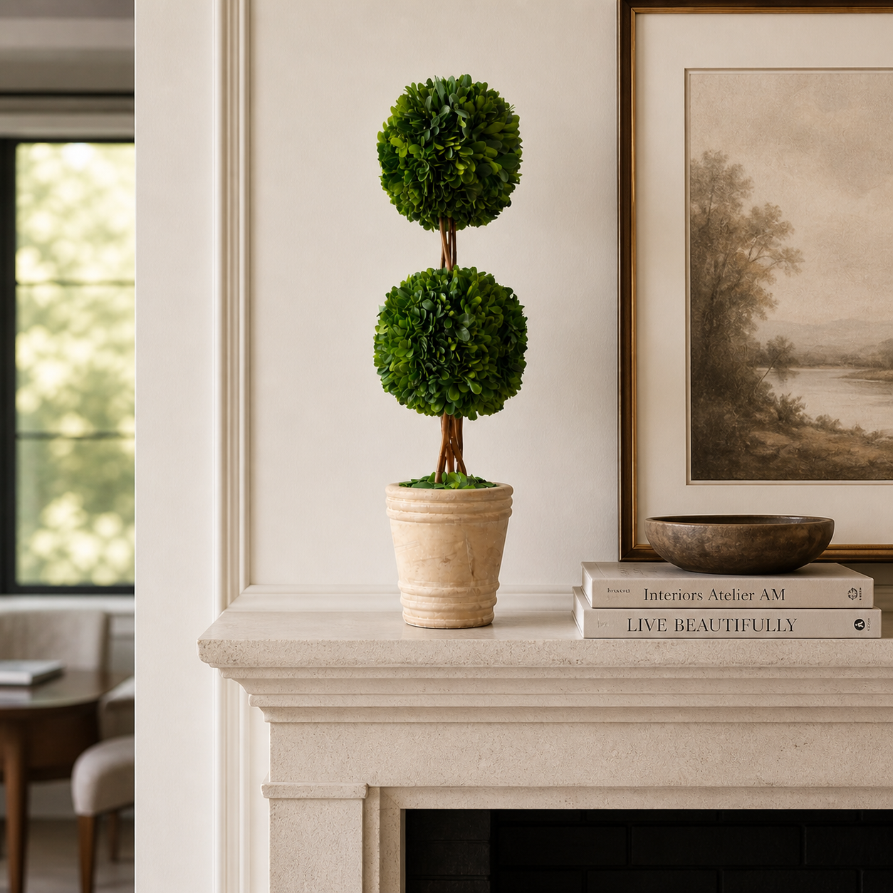 20" Preserved Double-Ball Boxwood Topiary