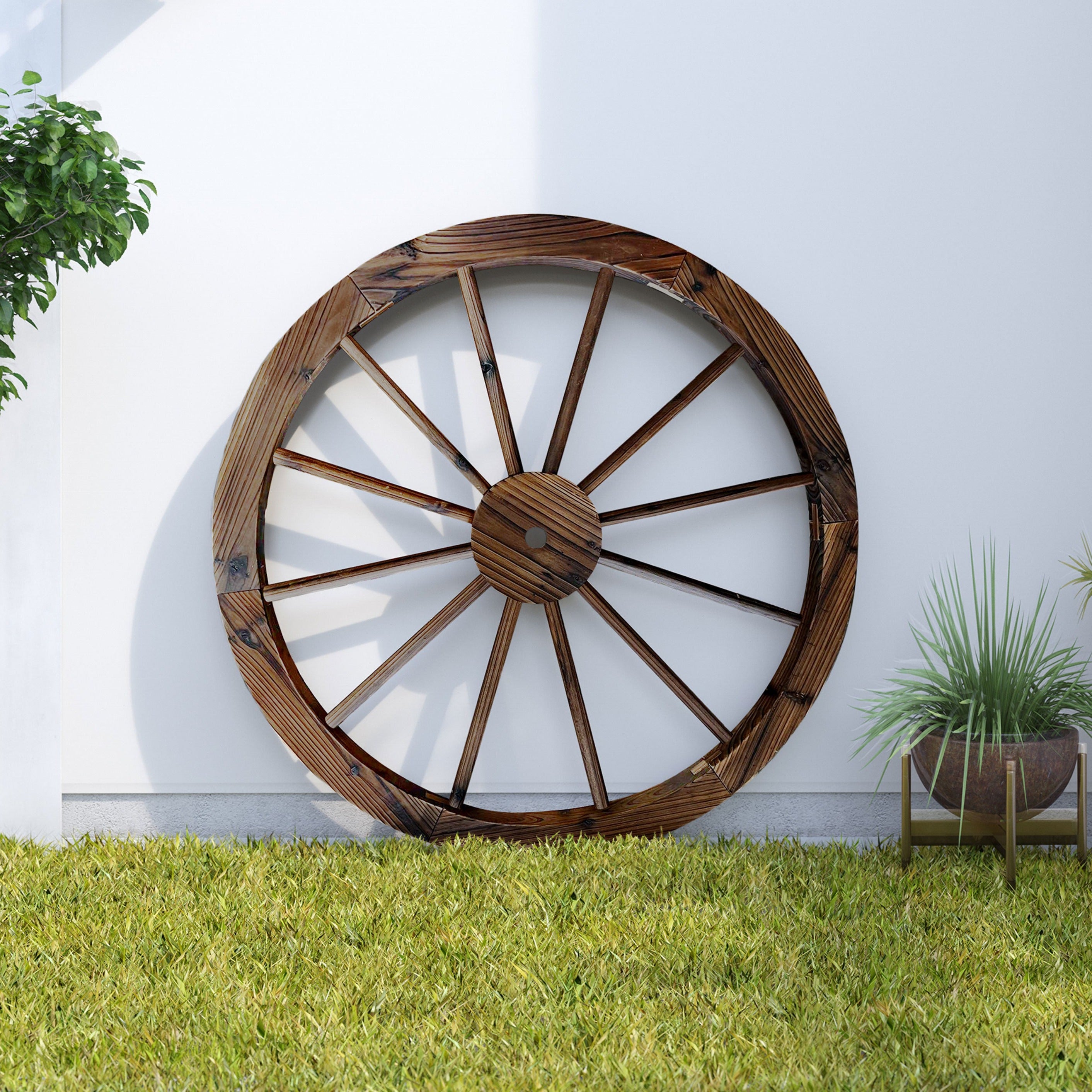 32" Decorative Wagon Wheel/Trellis, Burnt Brown, 2pk