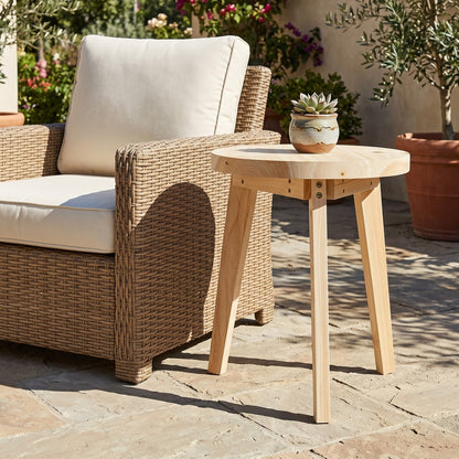 21" Round Wooden Side End Table