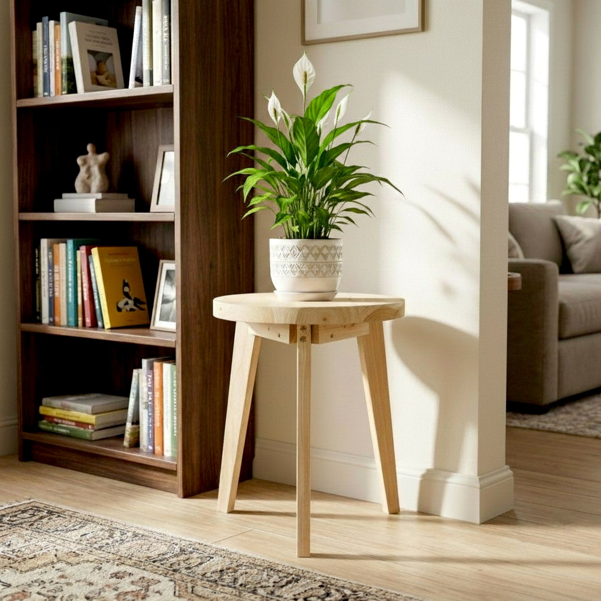 21" Round Wooden Side End Table