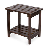 Wooden side table with two shelves on a white background 