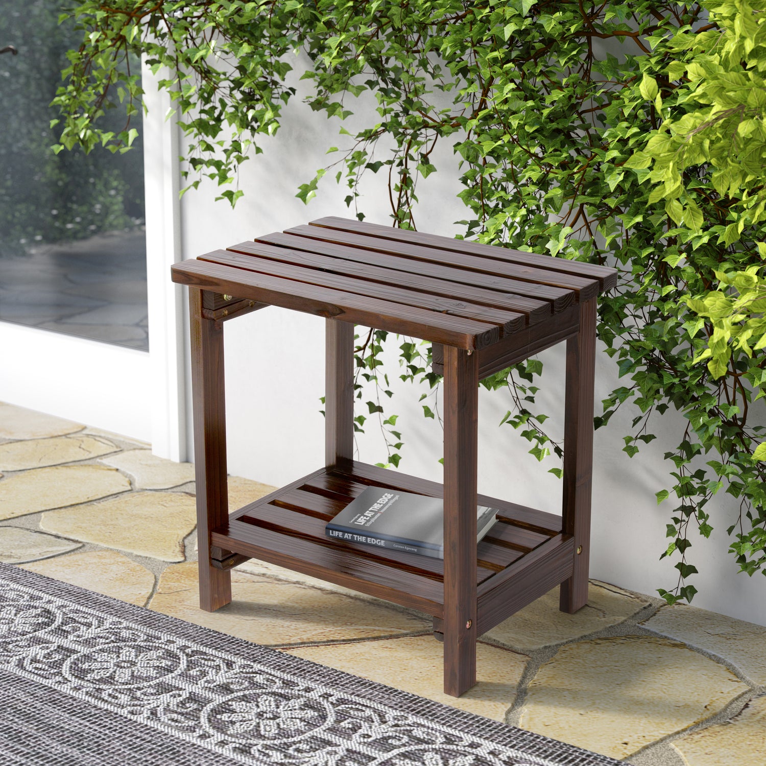 Rectangular Side Table, Burnt Brown