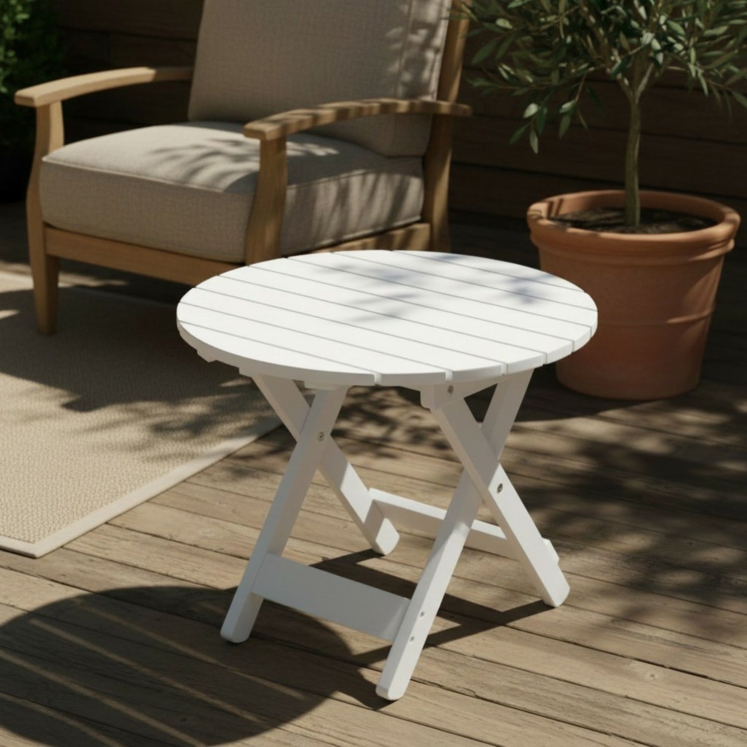Acacia Round Folding Side Table