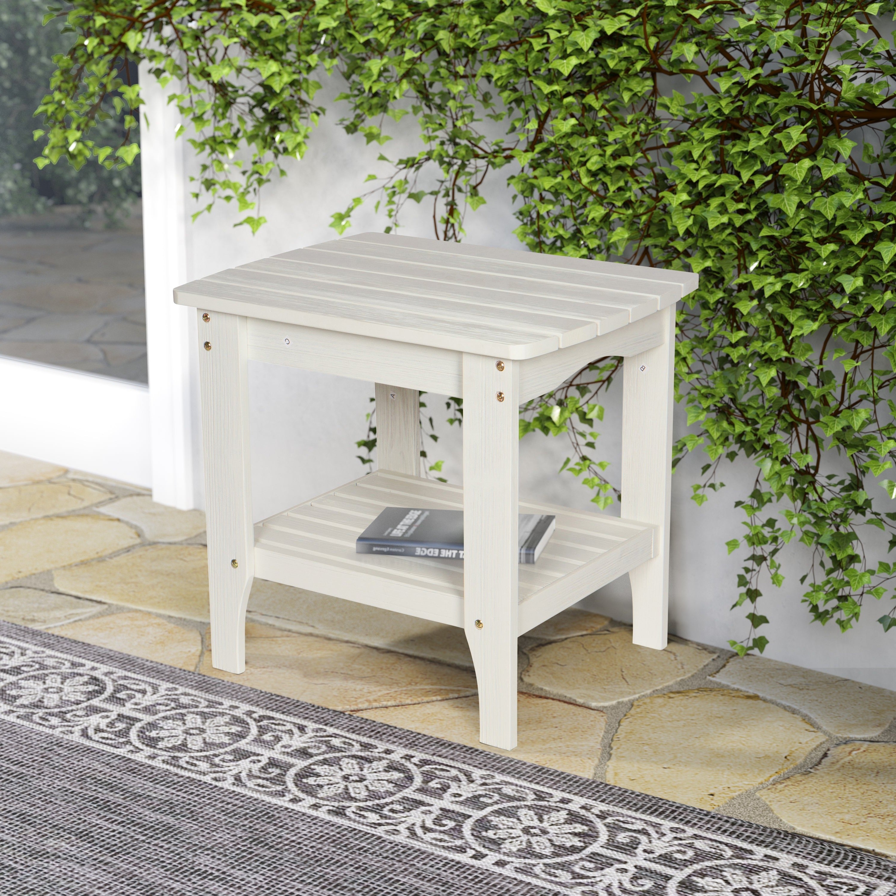 Long Island Rectangular Side Table, Eggshell White