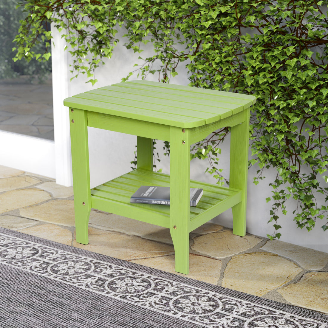 Long Island Rectangular Side Table, Lime Green