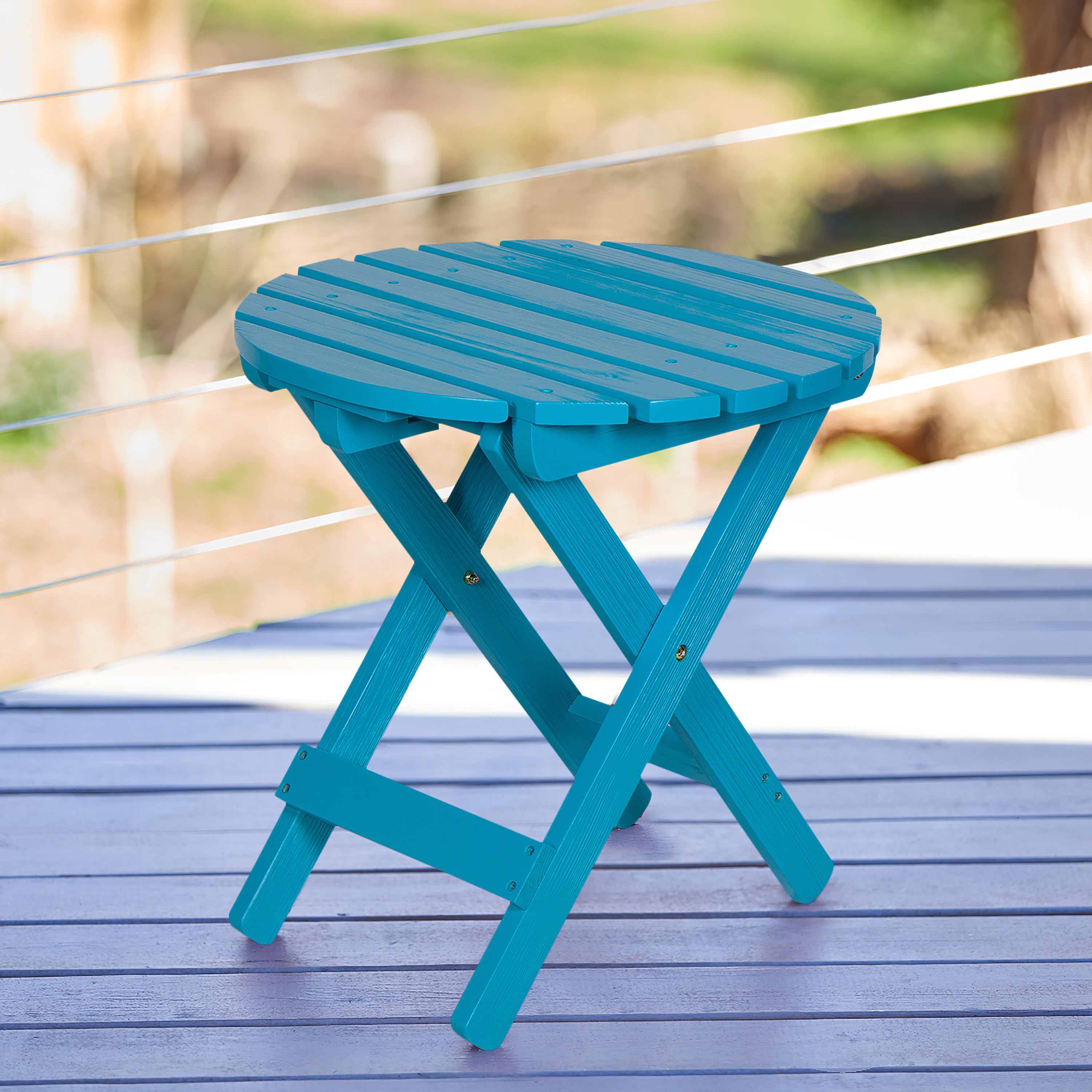 Adirondack Round Folding Table, Aqua