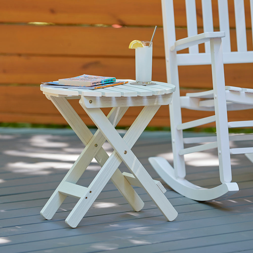 Adirondack Round Folding Table, Eggshell White