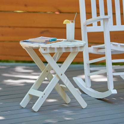 Adirondack Round Folding Table, Eggshell White