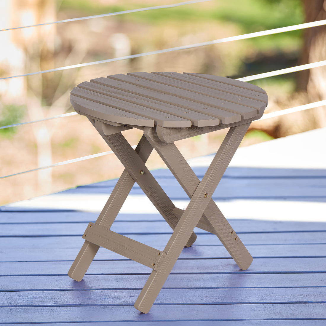 Adirondack Round Folding Table, Graystone