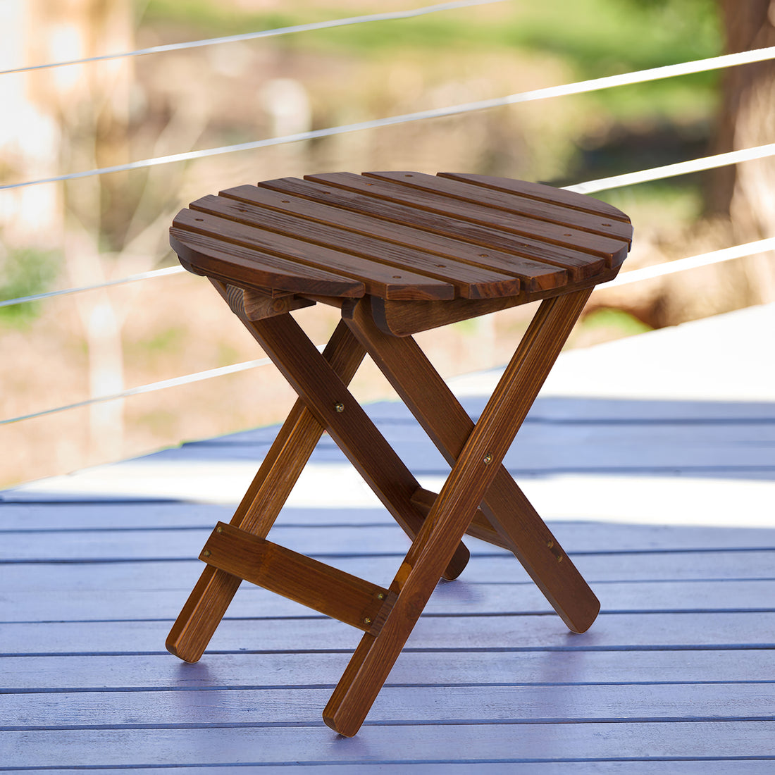 Adirondack Round Folding Table, Oak