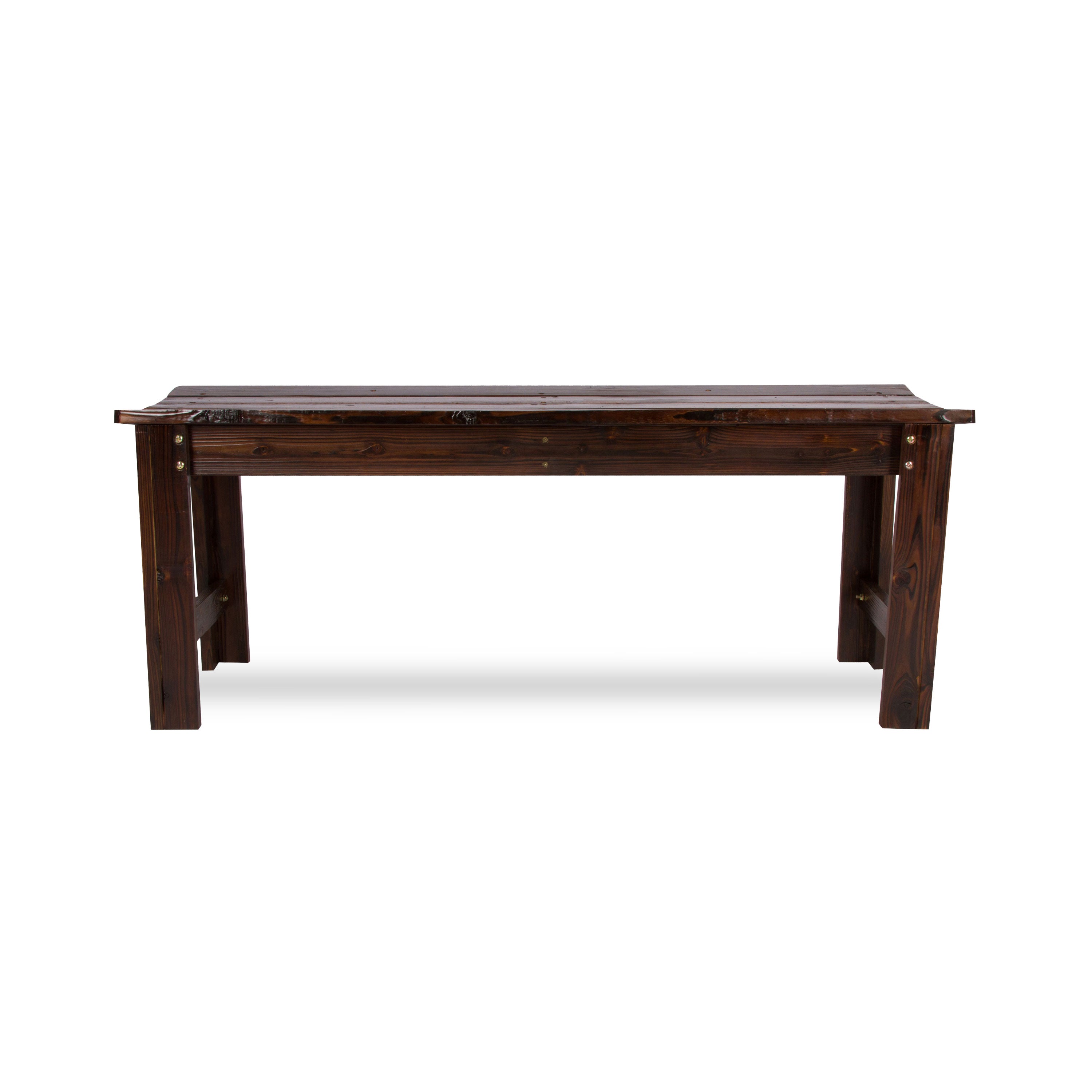 4 Ft. Backless Garden Bench, Burnt Brown