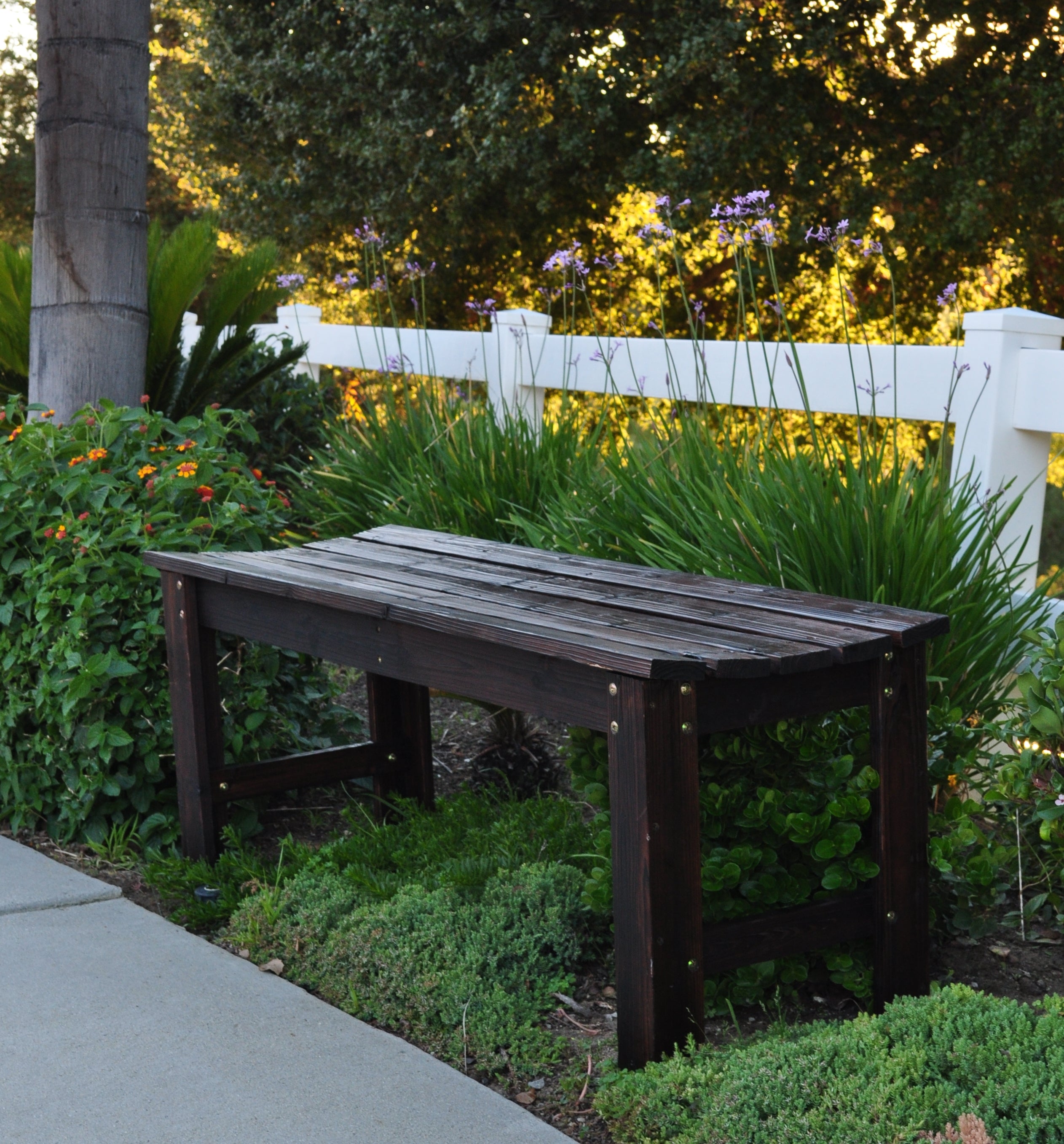 4 Ft. Backless Garden Bench, Burnt Brown