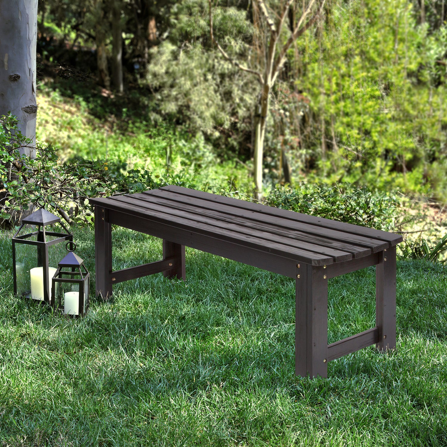 4 Ft. Backless Garden Bench, Black