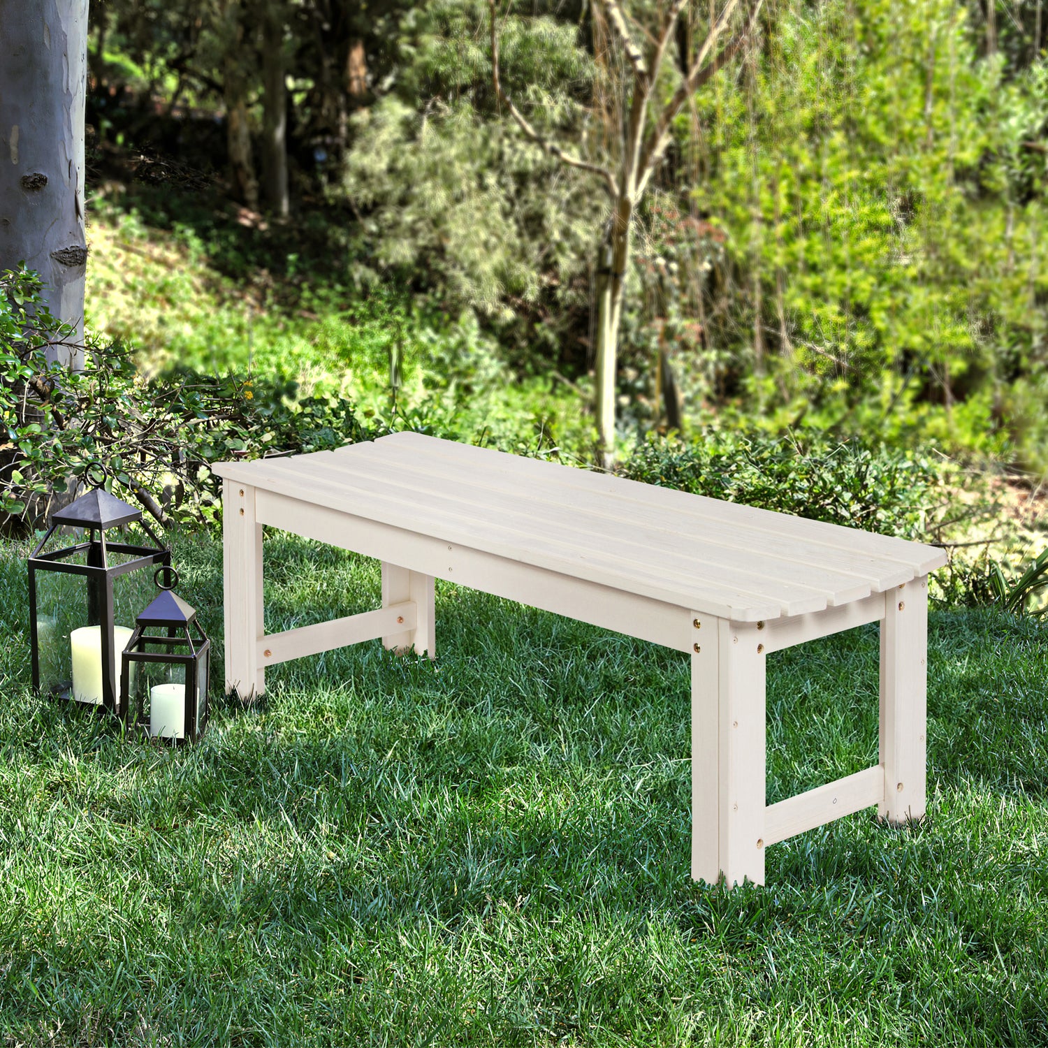 4 Ft. Backless Garden Bench, Eggshell White