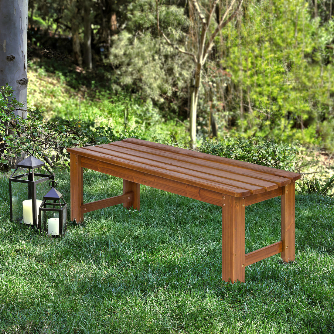 4 Ft. Backless Garden Bench, Oak