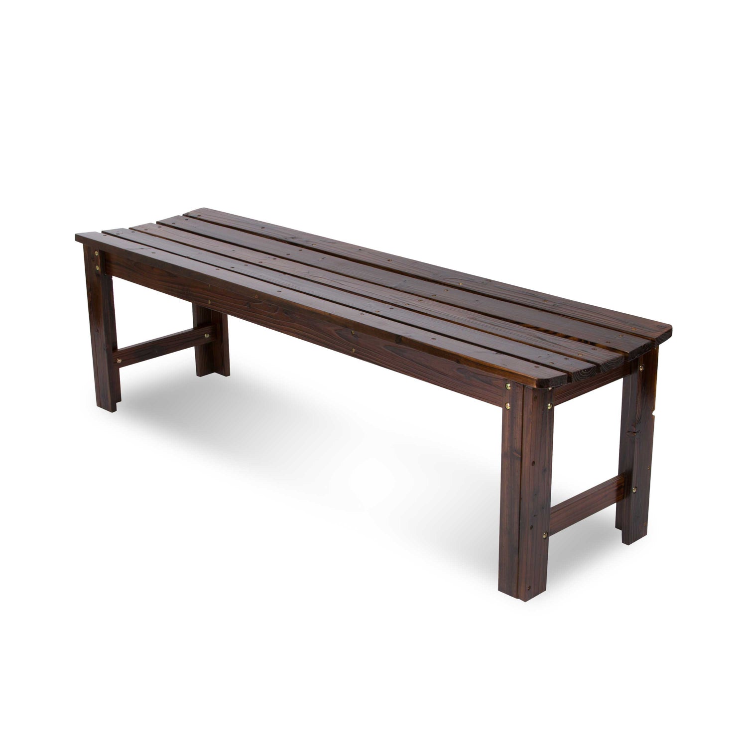 5 Ft. Backless Garden Bench, Burnt Brown