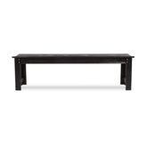 Long 5ft black slated cedar wood bench on white background 
