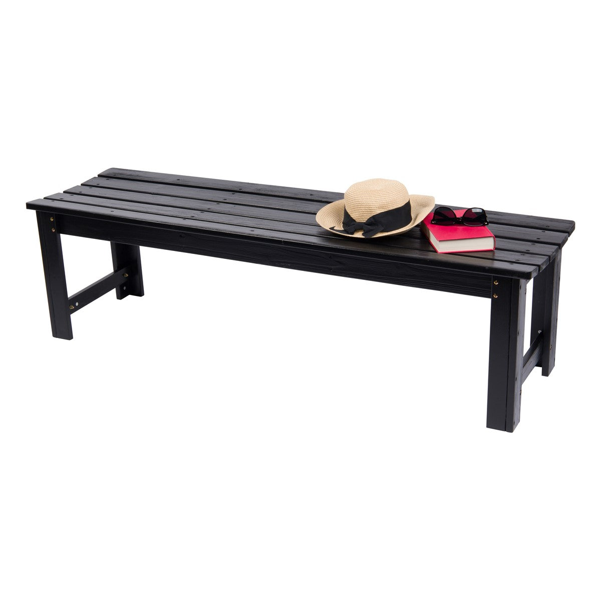 5 Ft. Backless Garden Bench, Black