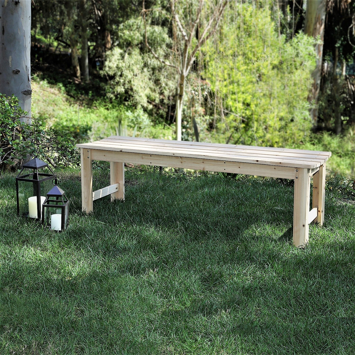 5 Ft. Backless Garden Bench, Natural