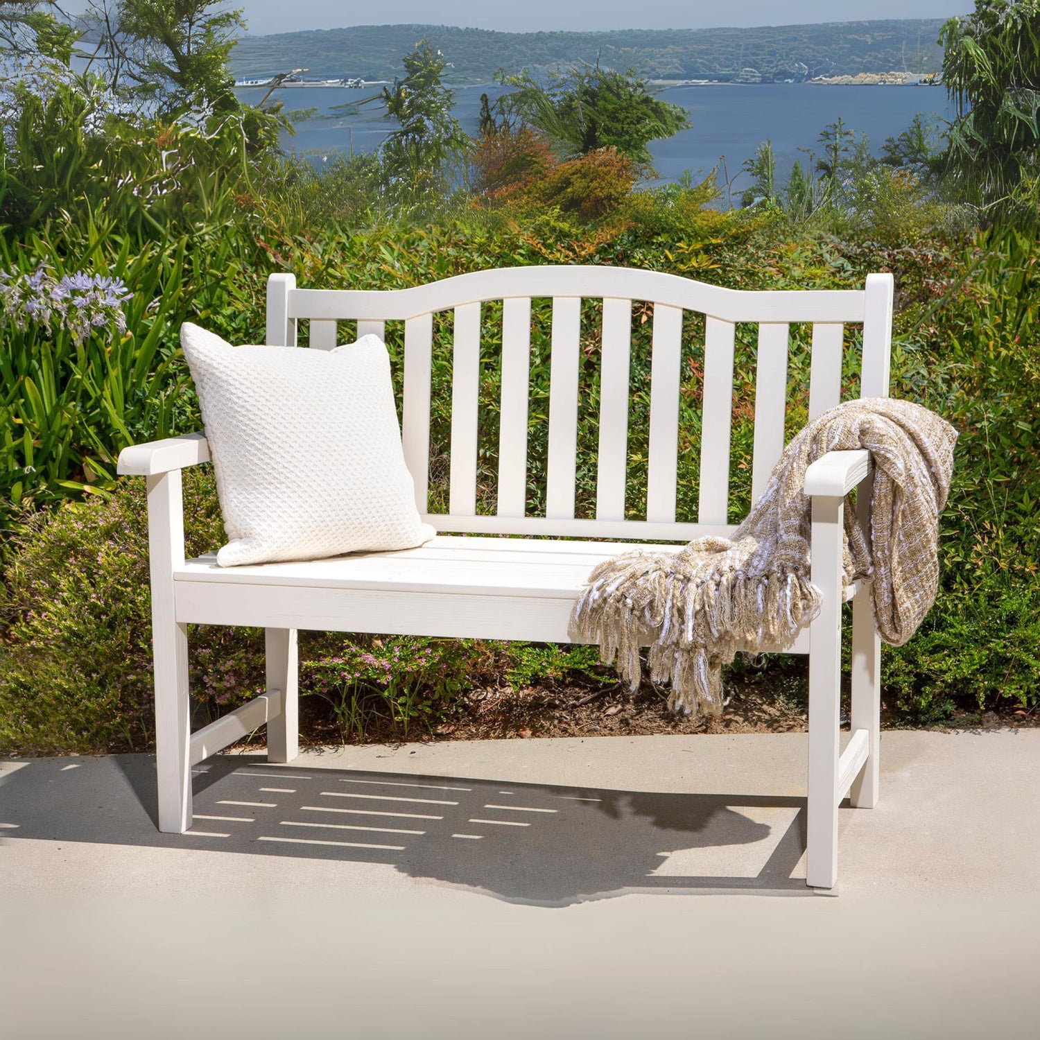 Belfort Garden Bench, Eggshell White