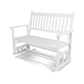 White wooden bench with a slatted design on a white background 