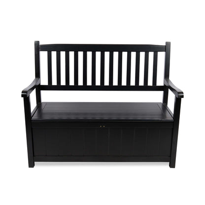 Ashton Outdoor Wooden Storage Bench, Black