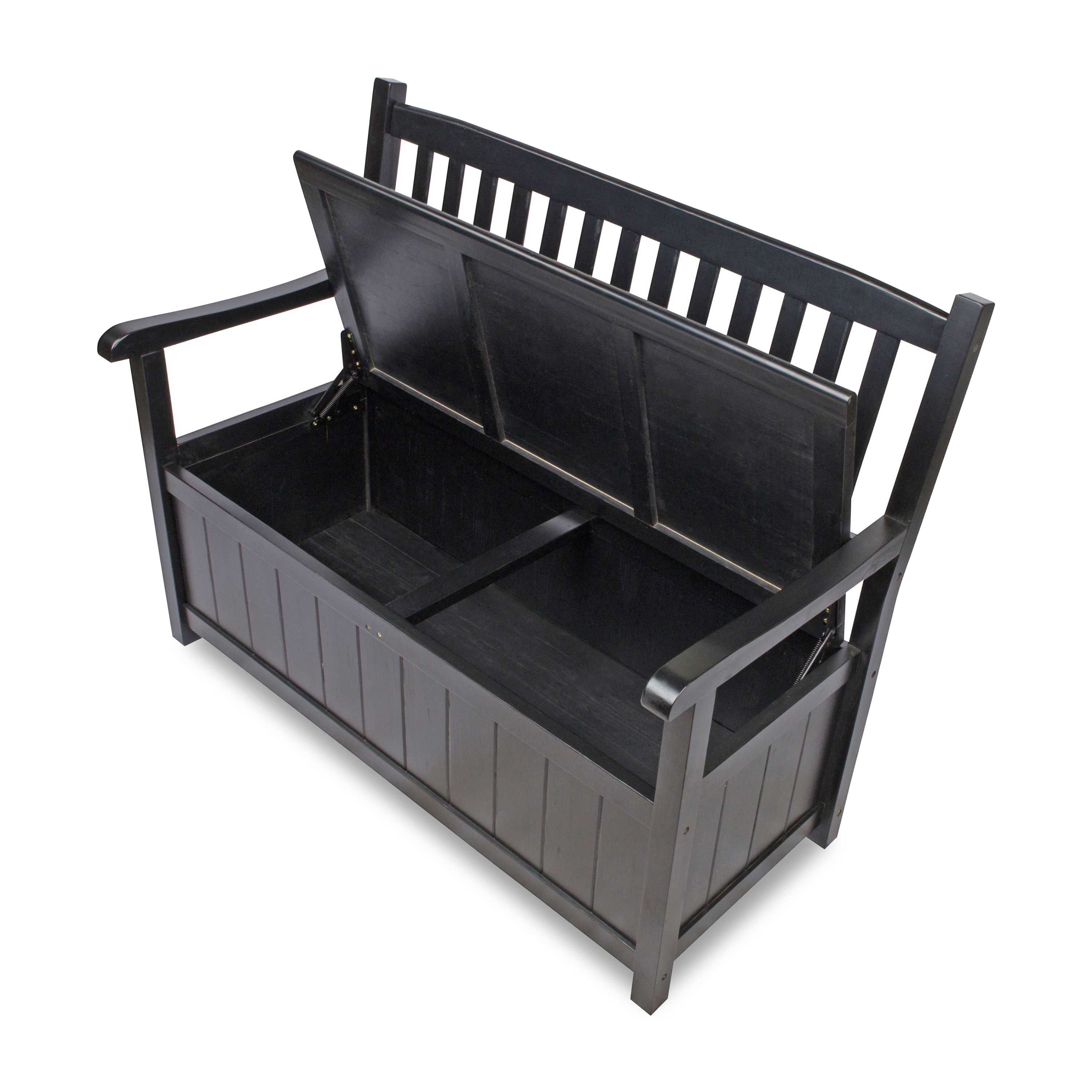 Ashton Outdoor Wooden Storage Bench, Black