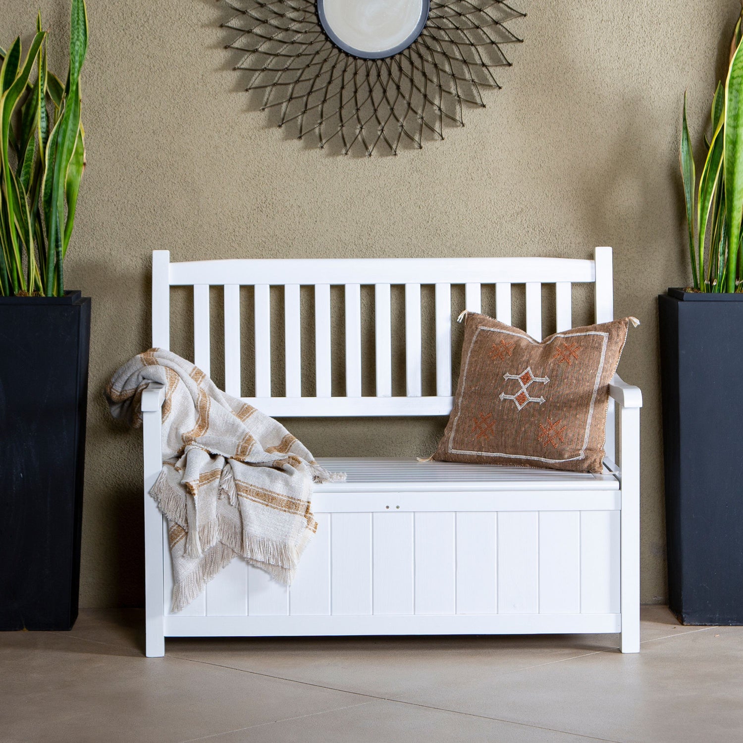 Patio Storage Outdoor White Bench With Storage Gardeon Outdoor