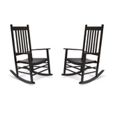 Two black rocking chairs on a white background 