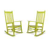 Two lime green rocking chairs on a white background 