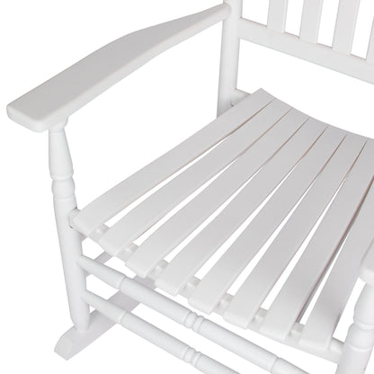 Close-up of a white wooden rocking chair on a white background 