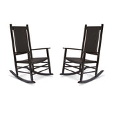 Two black rocking chairs on a white background 