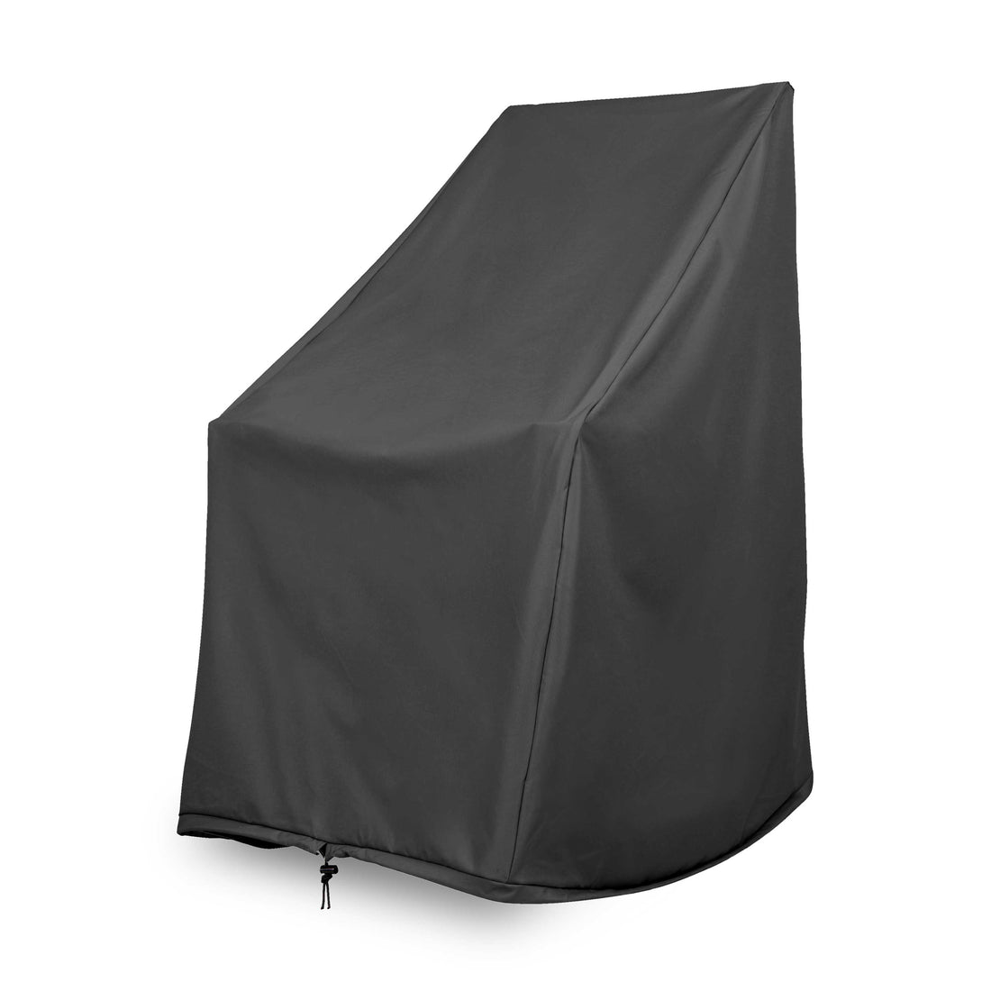 A black outdoor furniture cover, shown on a clean white background. 