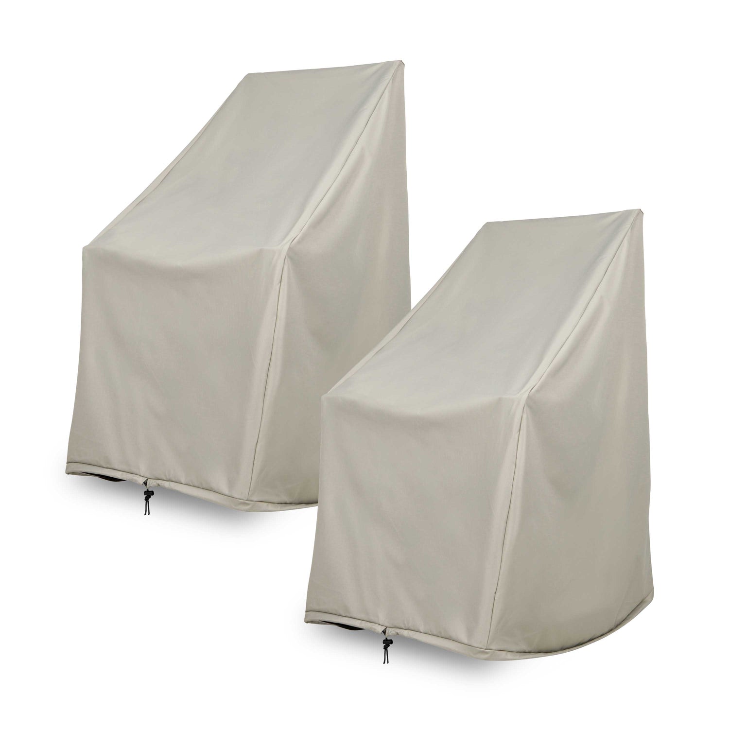 Two light gray outdoor furniture covers shown on a plain white background. 