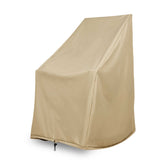 A khaki outdoor furniture cover, shown on a white background with a subtle shadow underneath. 