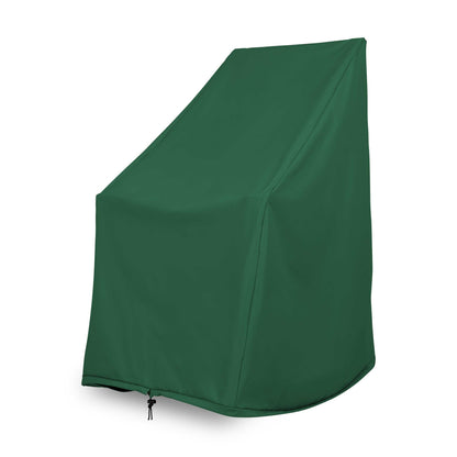 A dark green outdoor furniture cover, likely for a chair or small table, shown on a solid white background. 
