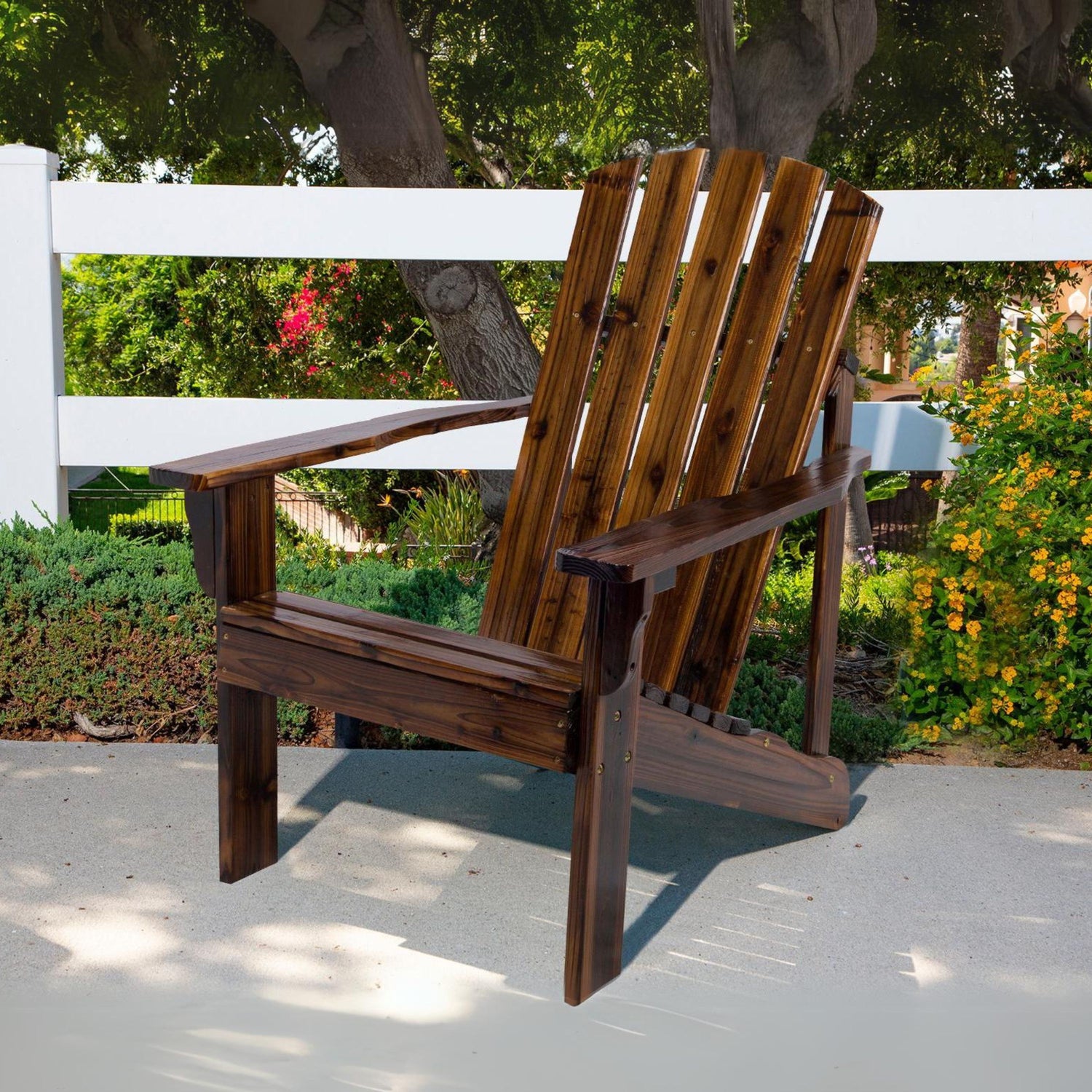 Mid-Century Modern Adirondack Chair, Burnt Brown