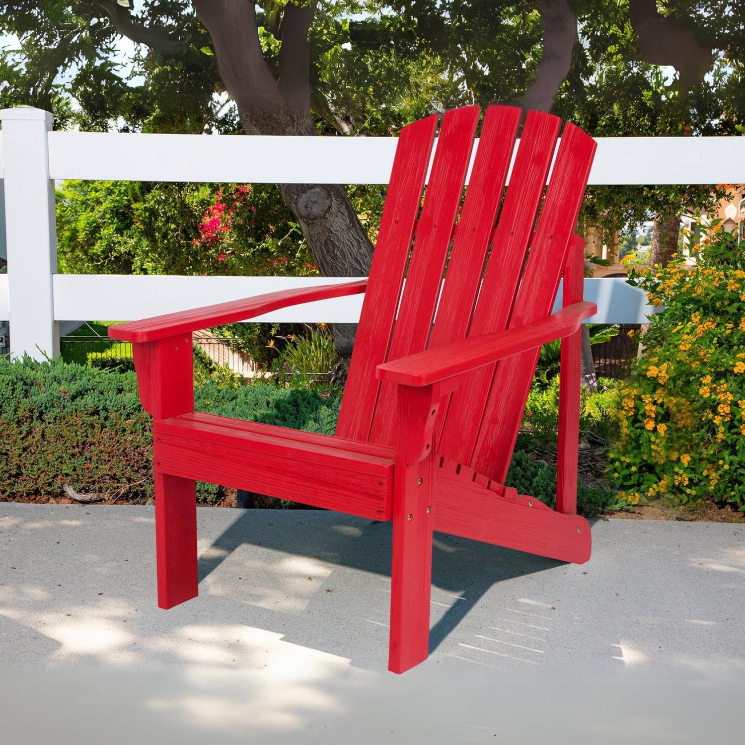 Mid-Century Modern Adirondack Chair, Chili Red