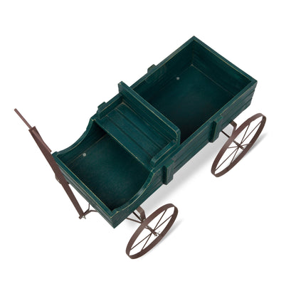 Decorative Buckboard Wagon Garden Planter, Small, Green