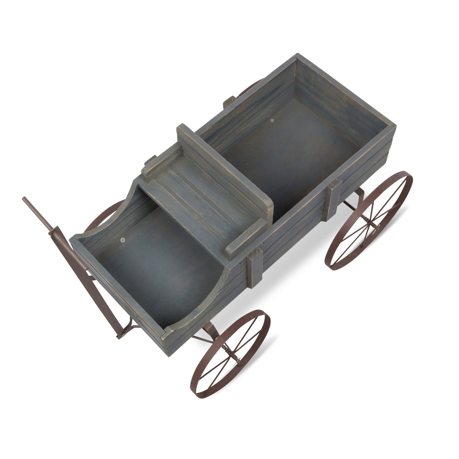 Decorative Buckboard Wagon Garden Planter, Small, Gray