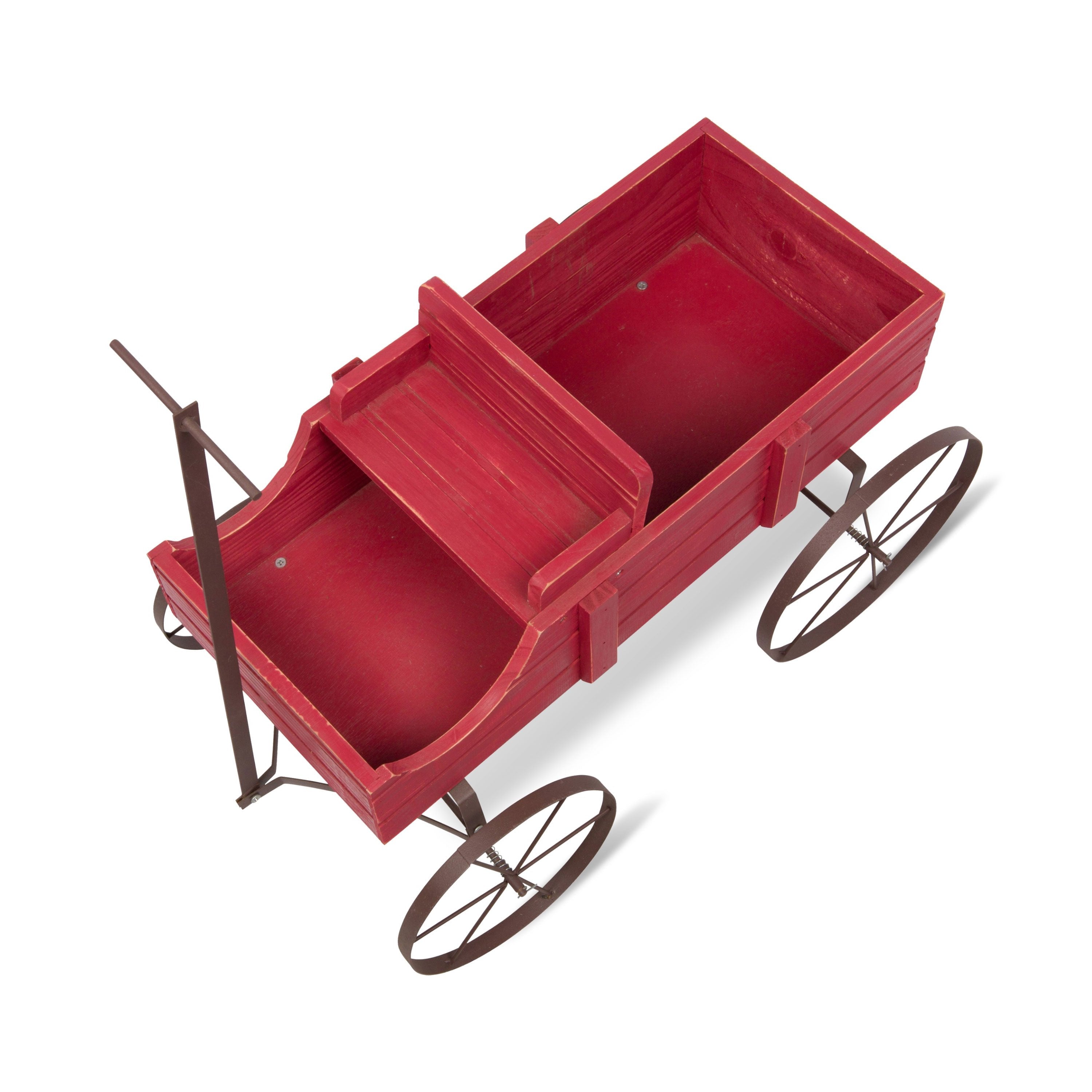 Decorative Buckboard Wagon Garden Planter, Small, Red