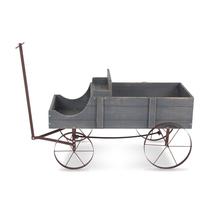 Decorative Buckboard Wagon Garden Planter, Large, Gray