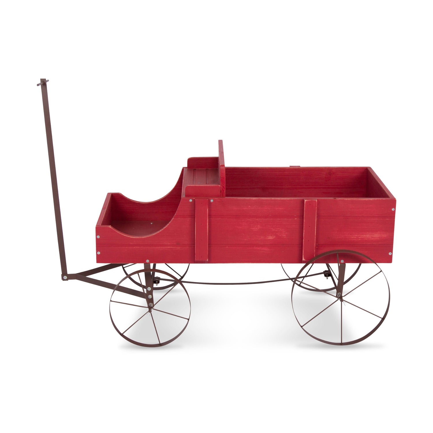 Decorative Buckboard Wagon Garden Planter, Large, Red